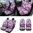 thumbnail image 2 of Uorisanigo Cherry Blossom Butterfly Front and Back Seat Covers with Safety Seat Belt Pads Auto Armrest Cushion Steering Cover Headrest & Gear Shift & Handbrake Covers Coasters Keychain,18 Pieces, 2 of 7