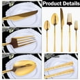 thumbnail image 6 of Jetcloudlive 20 Pcs Gold Silverware Set Small Waist Tree Pattern Stainless Steel Tableware Creative Hotel Tableware Steak Knife And Fork Spoon Dessert Fork Dishwasher Safe, 6 of 12