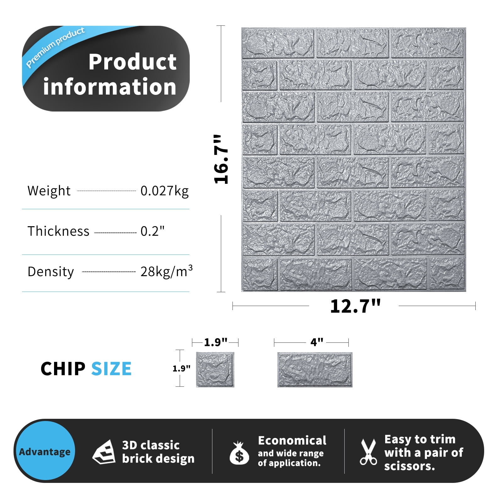 3D Wall Panels With Multicolor Brick Design 10 Pcs EPS - View #9