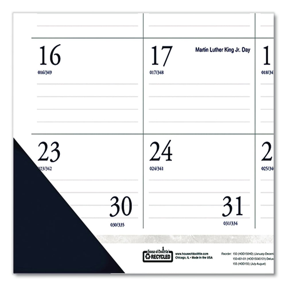 24 in. x 19 in. 12-Month (Jan to Dec) 2026 Executive Monthly Desk Pad Calendar - White/Blue Sheets/Blue Corners