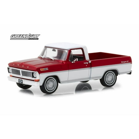 99 00 Ford Ranger Truck - 1970 Ford F-100 Ranger XLT Pickup Truck, Red and White - Greenlight 86318 - 1/43 scale Diecast Model Toy Car