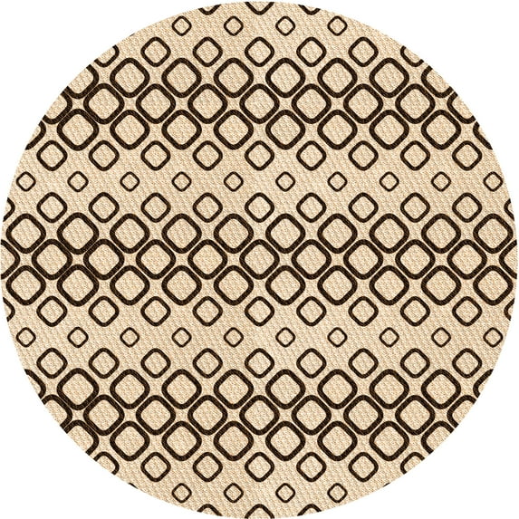 Ahgly Company Indoor Round Patterned Saddle Brown Area Rugs, 5' Round