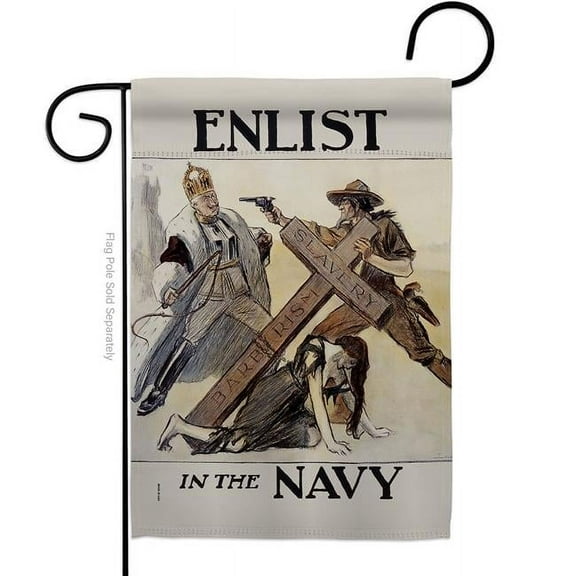 US Brotherhood G183022-BO 13 x 18.5 in. Slavery Barbarism Garden Flag with Armed Forces Navy Double-Sided Decorative Vertical Flags House Decoration Banner Yard Gift
