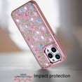 thumbnail image 6 of For Samsung Galaxy A06 Floral Design Embedded Glass Diamond Fancy Fashion Glitter Bling Sparkly Hybrid Rugged TPU Bumper Cover, XPM Phone Case [Rose Gold], 6 of 9