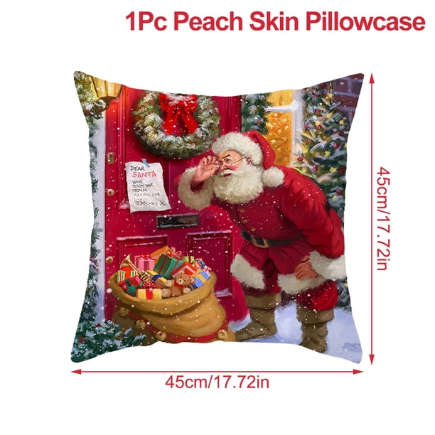 Funda de cojín navideña de Papá Noel, decoración navideña para el hogar, adornos navideños 2024, regalos navideños, Año Nuevo 2025