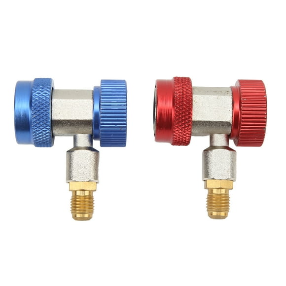 Outbit R134a Adaptateur De Coupleur Rapide, 2x R134a AC Air Conditioner Réglable Quick Coupler High Low Adapter Connector Avec 1/4" Male Flare Pour R134a Car AC System Evacuation