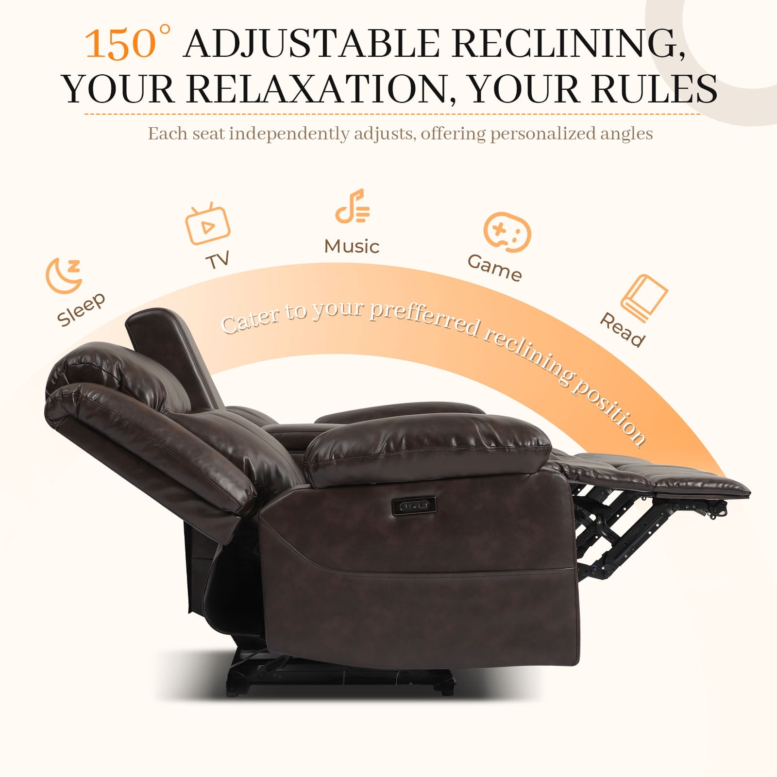 PYOIER Reclining Loveseat Sofa With Massage & Heating, Black