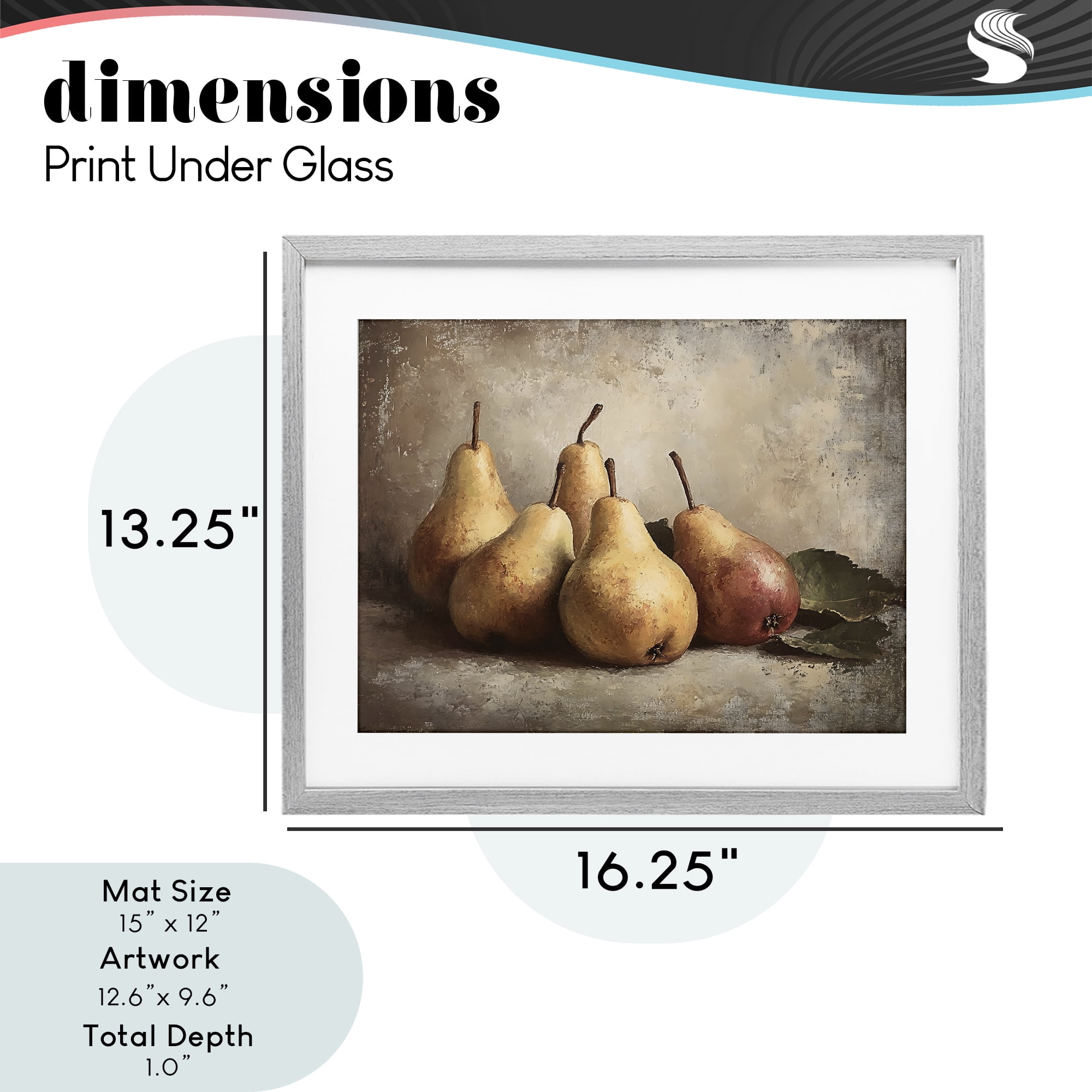 Stupell Industries Neutral Pear Still Life Gray Framed Print Under Glass, design by Franklyn Gregory