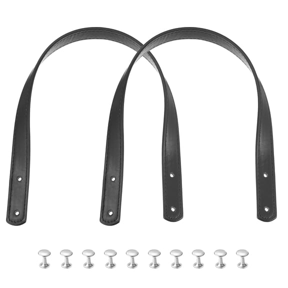 Uxcell 2Pcs 18 inch PU Leather Purse Handle Sew On Shoulder Purse Straps Handbag Belt Band Bag Handle Black