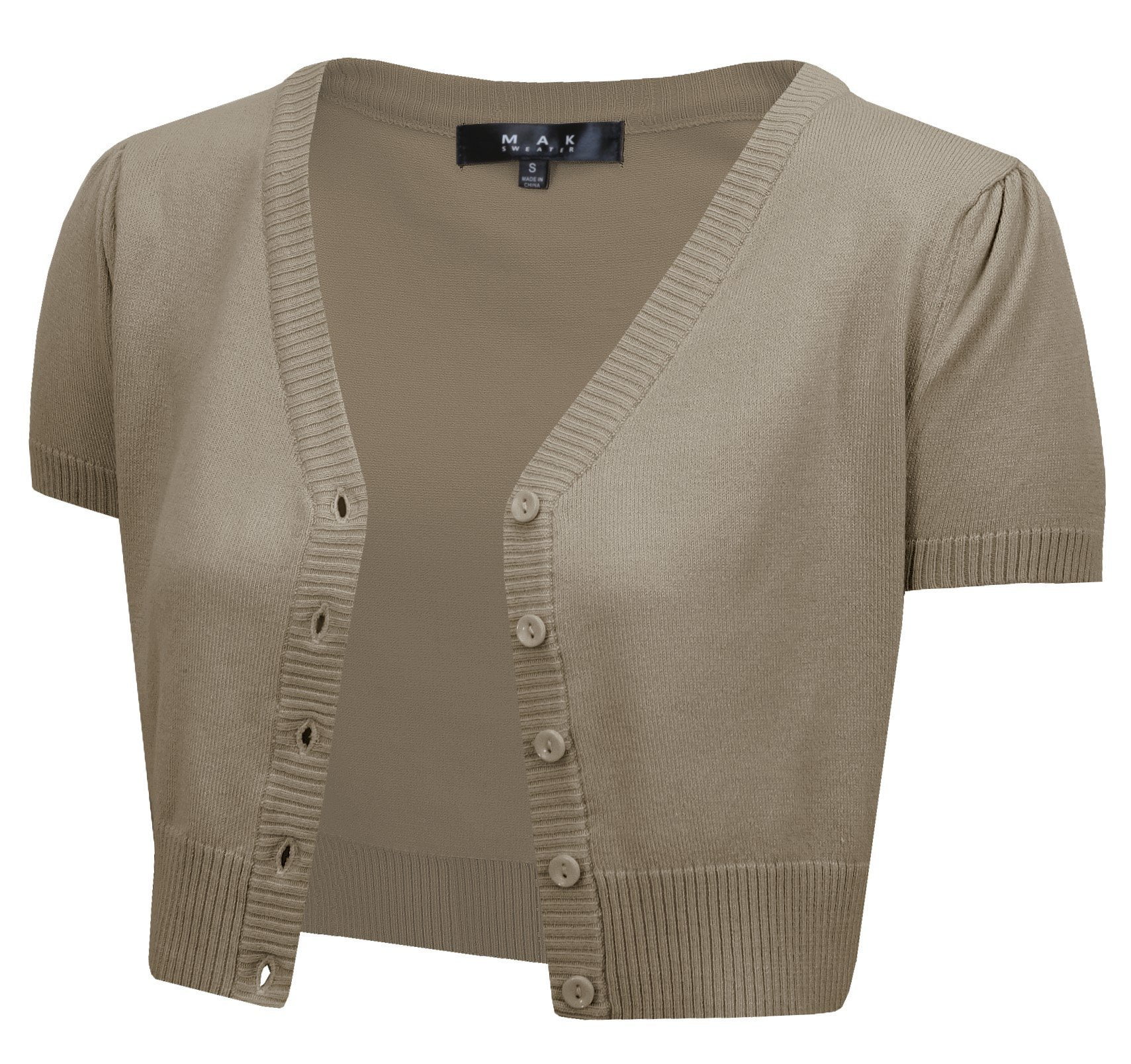 FLORIA Womens Button Down Short Sleeve Cropped Bolero Cardigan Sweater S-4X
