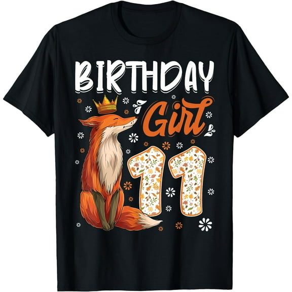 Fox Animal Lovers 11th Birthday Girl B-day 11 year old Unisex Unisex T-Shirt for Men Women Kids for Men Women Kids