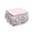 thumbnail image 1 of Flower Ottoman Cover, Calico Style Bloom, 2 Piece Slipcover Set with Ruffle Skirt for Square Round Cube Footstool Decorative Home Accent, Standard Size, Dark Coral White, by Ambesonne, 1 of 5