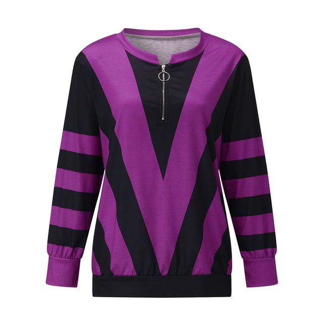 Ketyyh-chn99 T-Shirts pour Femmes Camisole pour Femmes T-Shirt à Manches Longues Col Rond pour Femmes Violet,G