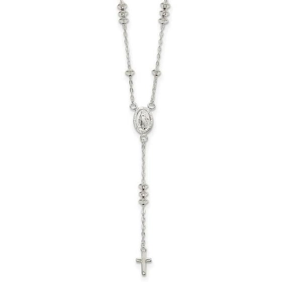 Finest Gold Sterling Silver Polished Mary & Cross Y-Drop 1.75 in. Extension Necklace