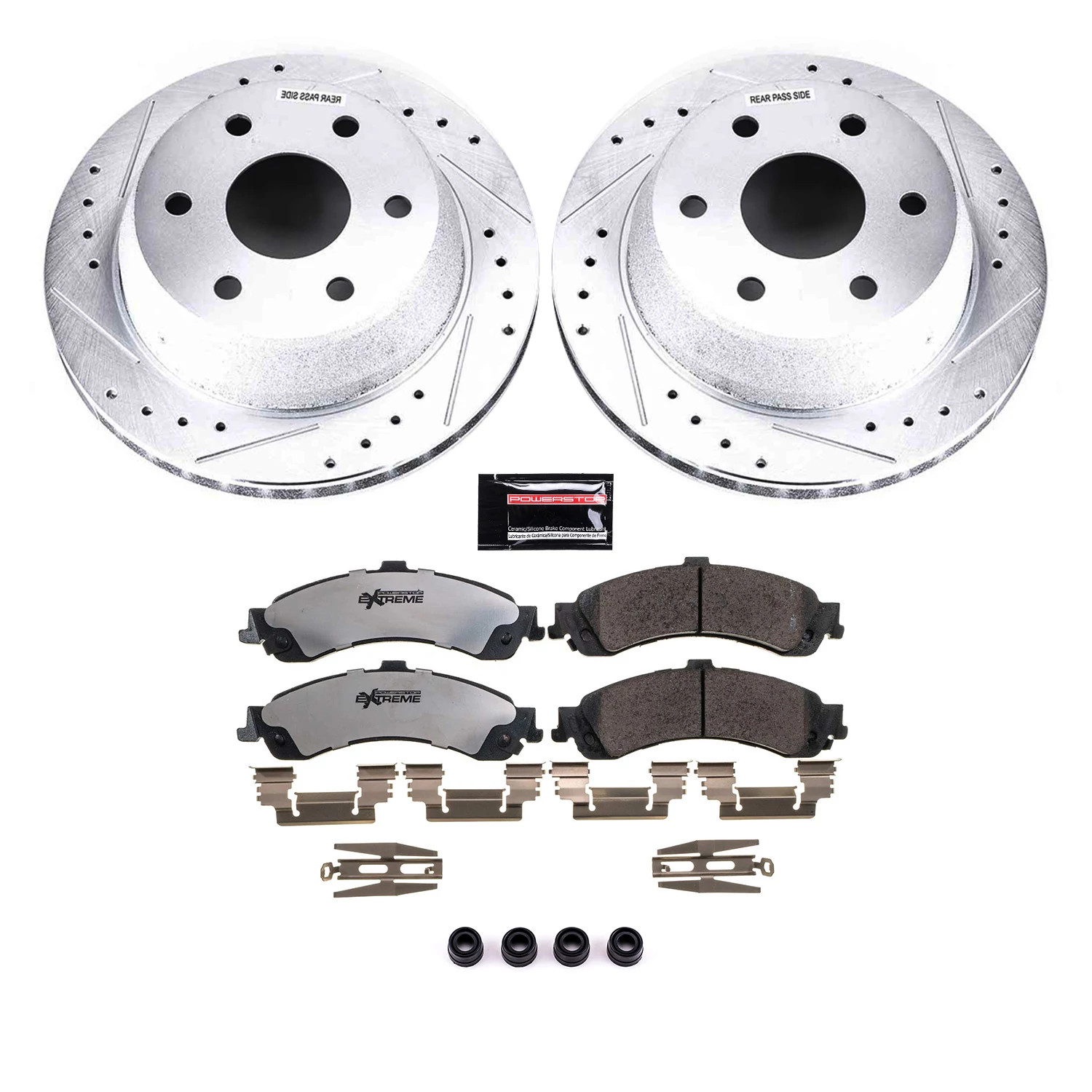 PowerStop Rear Z36 Truck & Tow Carbon-Fiber Ceramic Brake Pad and Drilled and Slotted Rotor Kit Fits: CADILLAC CHEVROLET GMC Select Models K2046-36