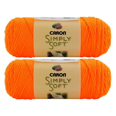 Worsted Fiber - Simply Soft Solids Yarn-Neon Orange, Fiber Content: High quality, 100% super-soft, no dye lot acrylic. Weight: Medium, worsted weight, #4. By Caron