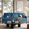 thumbnail image 3 of LAZZO 83" 3-Seater Tufted Couch, Modern Sofa with Trapezoid Arms for Living Room & Office, Blue, 3 of 8