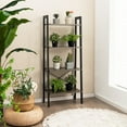 thumbnail image 4 of AOJDVE four story industrial style bookshelf, metal frame storage bookshelf, stable and anti tipping design, with adjustable foot pads, gray oak color, 4 of 10