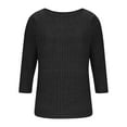 thumbnail image 6 of 3/4 Sleeve Ribbed Knit Tops for Women Daisy Printed Loose Crew Neck Tee Shirts Dressy Casual Pullover Going Out Graphic Blouse, 6 of 6