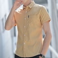 thumbnail image 2 of Camisa y blusa de manga corta para hombre, de negocios, a rayas, con bolsillo, moda masculina, 2024, cuello informal, ropa asiática de lujo con botones, 2 of 4