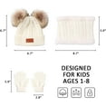 thumbnail image 6 of Monebena Kids Winter Beanie Hat Scarf Gloves Set Knit Warm Toddler Winter Cap Gloves Neck Warmer for Boys Girls 1-8 Year M01, 6 of 14