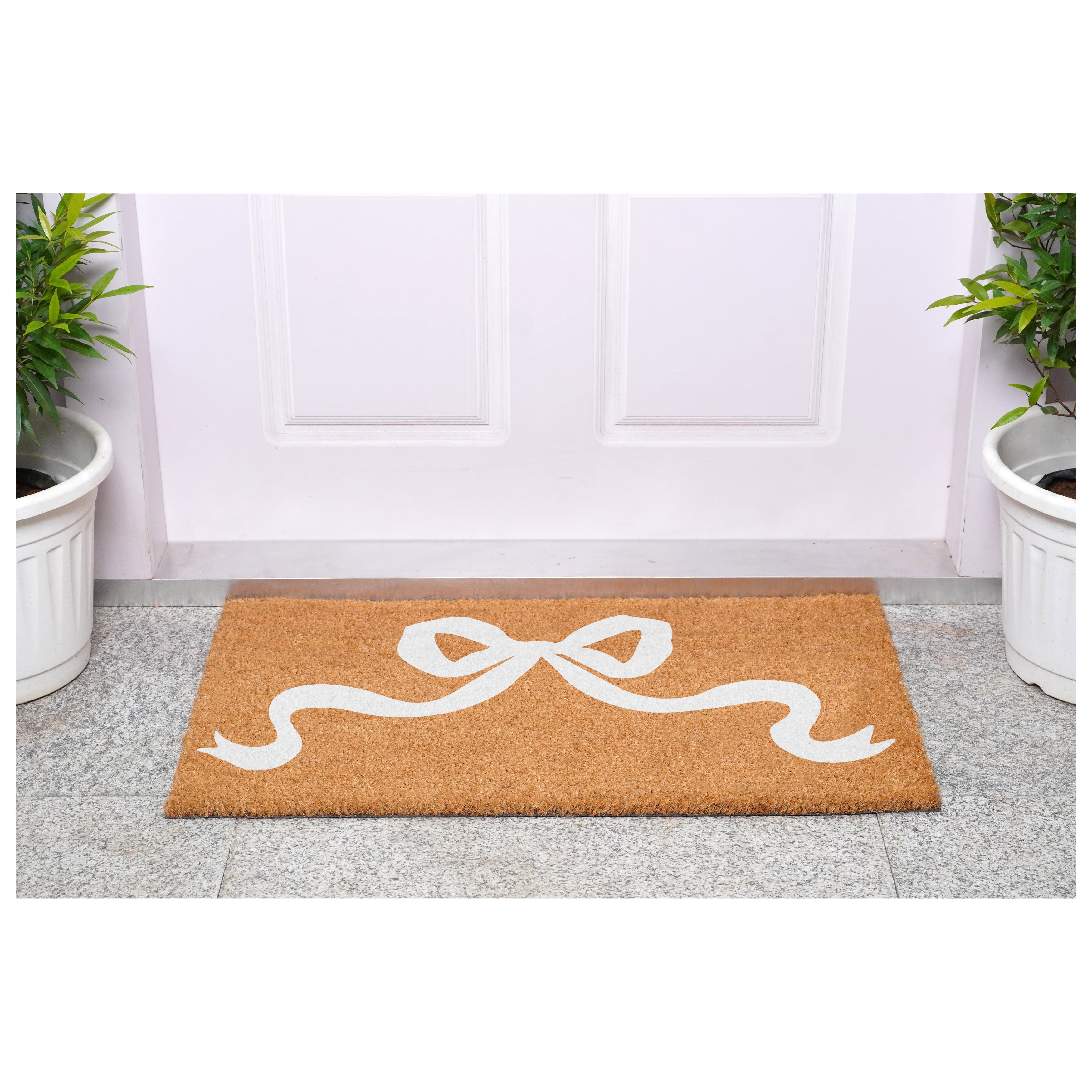 Pretty White bow Doormat, 17" x 29"
