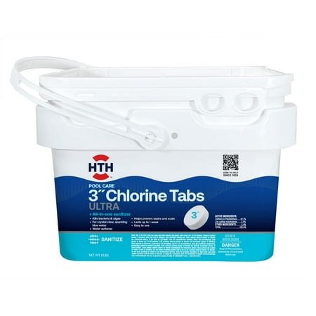 HTH Swimming Pool Care 3" Chlorine Tablets Ultra - Individually Wrapped - 8 lb Bucket — Residential Use, Standard Application