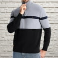 thumbnail image 2 of Feancey Men's Casual Quarter Zip Sweater Fashion Slim Fit Knitted Jumpers Fall Thin Colorblck Pullover Sweaters Cozy Long Sleeve Knit Tops Gray 2XL, 2 of 6