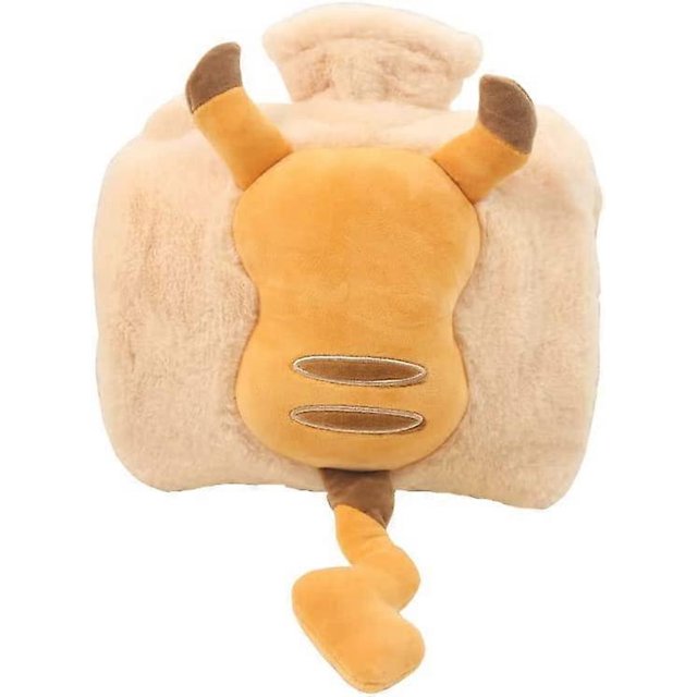 ZHAOCHENG Bolsa de agua caliente de peluche con bonita funda de vellón, bolsa de agua caliente kawaii de 1,2 l con bonita funda de piel sintética