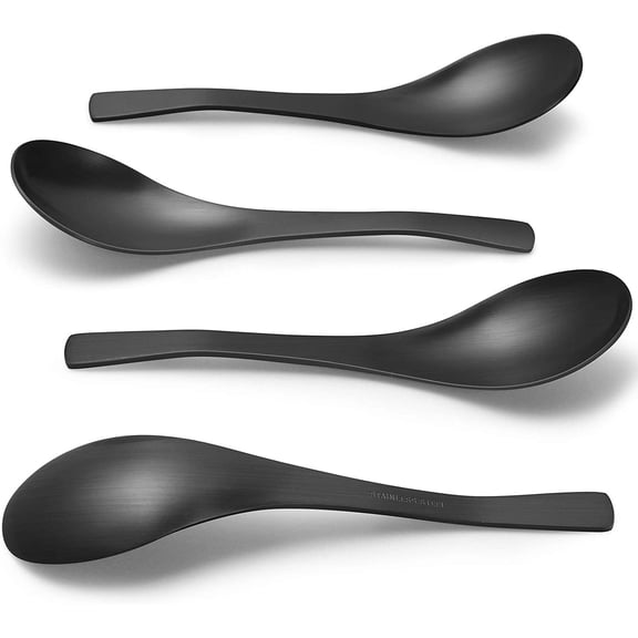 Thick Heavy-weight Soup Spoons, High Grade Stainless Steel Soup Spoons, Set of 6