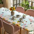 thumbnail image 3 of Easter Table Cloths for 8 Foot Rectangle Tables, Spring Watercolor Bunny Eggs Tulip Flower Plant Patio Waterproof Elastic Fitted Tablecloths, Washable Rectangular Table Cover for Camping, 3 of 8