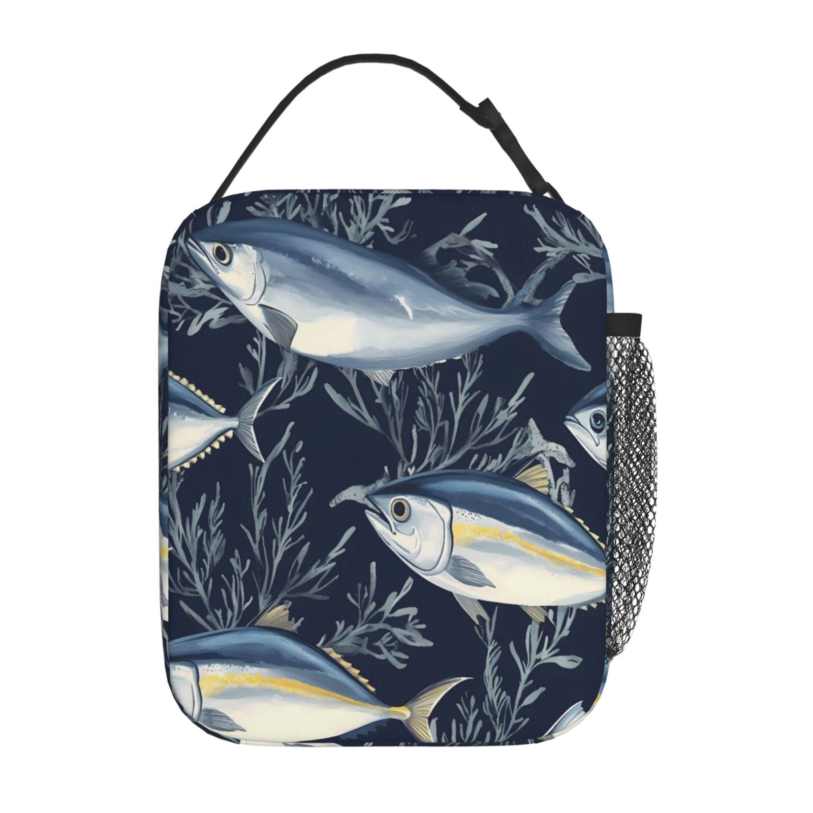 Lunch Bag For Women Men Insulated Portable Lunch Box Bento Box Office Picnic Travel Cooler Bag Fish (33)
