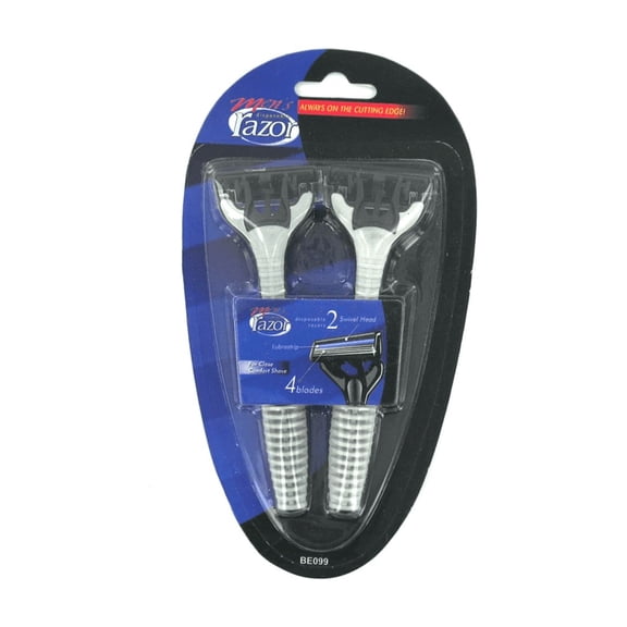 2 Pack Men's Disposable Razors, Premium Shaving Experience with Pivoted Swivel Heads, Lubricating Strips, Wide Razor Head for Smooth, Precise and Irritation Free Daily Grooming Routine, Gray