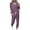 Purple, variant on Womens Plus Size Casual Sweatsuit Set with Striped Sleeve Top and Jogger Pants for Lounging and Outdoor Olive Green L