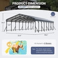 thumbnail image 3 of Metal Carport with Galvanized Steel Roof, Heavy Duty Carport, Sturdy Metal Outdoor Carport Canopy, Truck, Boat and SUV, 3 of 8