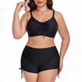 thumbnail image 1 of Roncen Women's High-Waisted Surf Suit - Adjustable Tie Front Bikini Top & Drawstring Shorts Set, 1 of 5