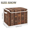 thumbnail image 5 of Yayeee Collapsible Cube Storage Bin with Lid Fabric Closet Decorative Basket with Handles, Brown Tribal Pattern, 5 of 7