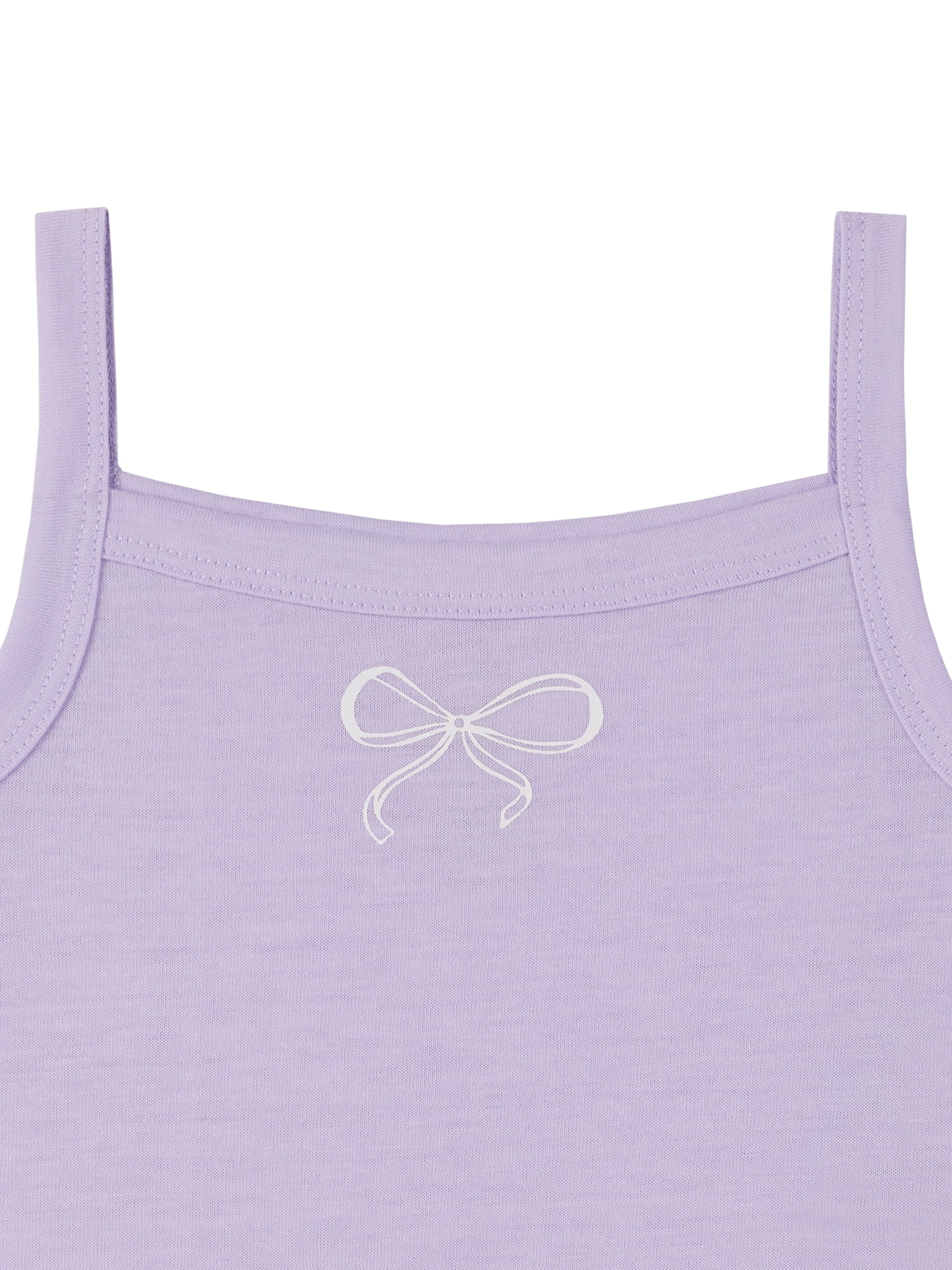 Wonder Nation Girls Tank, Short Sleeve Top, Sleep Shorts and Sleep Pant Pajama Set, 4-Piece, Sizes 4-18