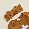 thumbnail image 6 of Cjfdfy Newborn Baby Girls Game Day Fall Outfits Football Themed Long Sleeve Ribbed Knit Romper And Headband Infant Cute Football Season Fall Winter Clothes 0-18 Months, 6 of 9
