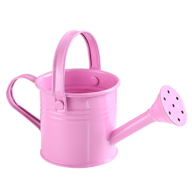 Mini regadera de hojalata de bolsillo, regadera portátil para ducha de jardín con asa (rosa)