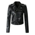 thumbnail image 1 of WEIYLL Womens Fleece Jacket The Belt Leather Cool Zipper Decoration Racing Style Biker Black Cold Weather Tops Size S, 1 of 4