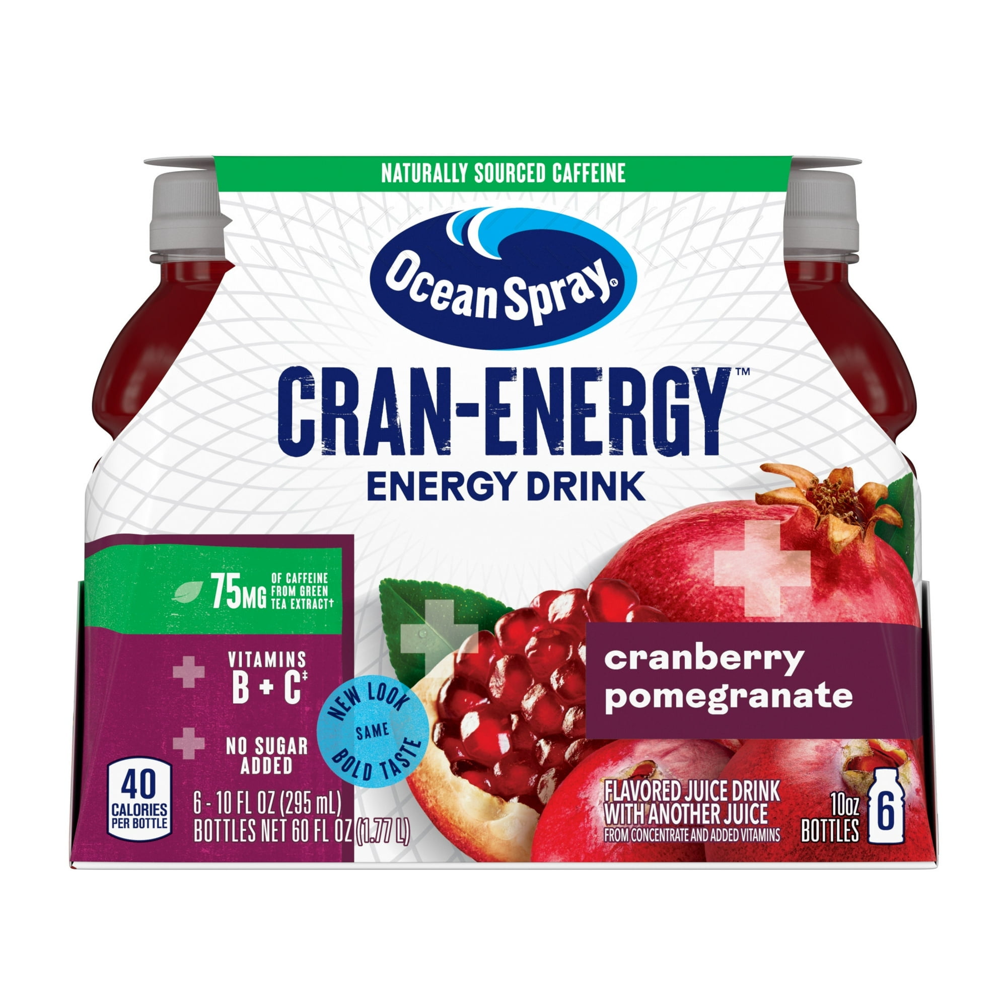 (2 pack) Ocean Spray® Cran-Energy™ Cranberry Pomegranate Juice Drinks, 10 fl oz Bottles, 6 Count