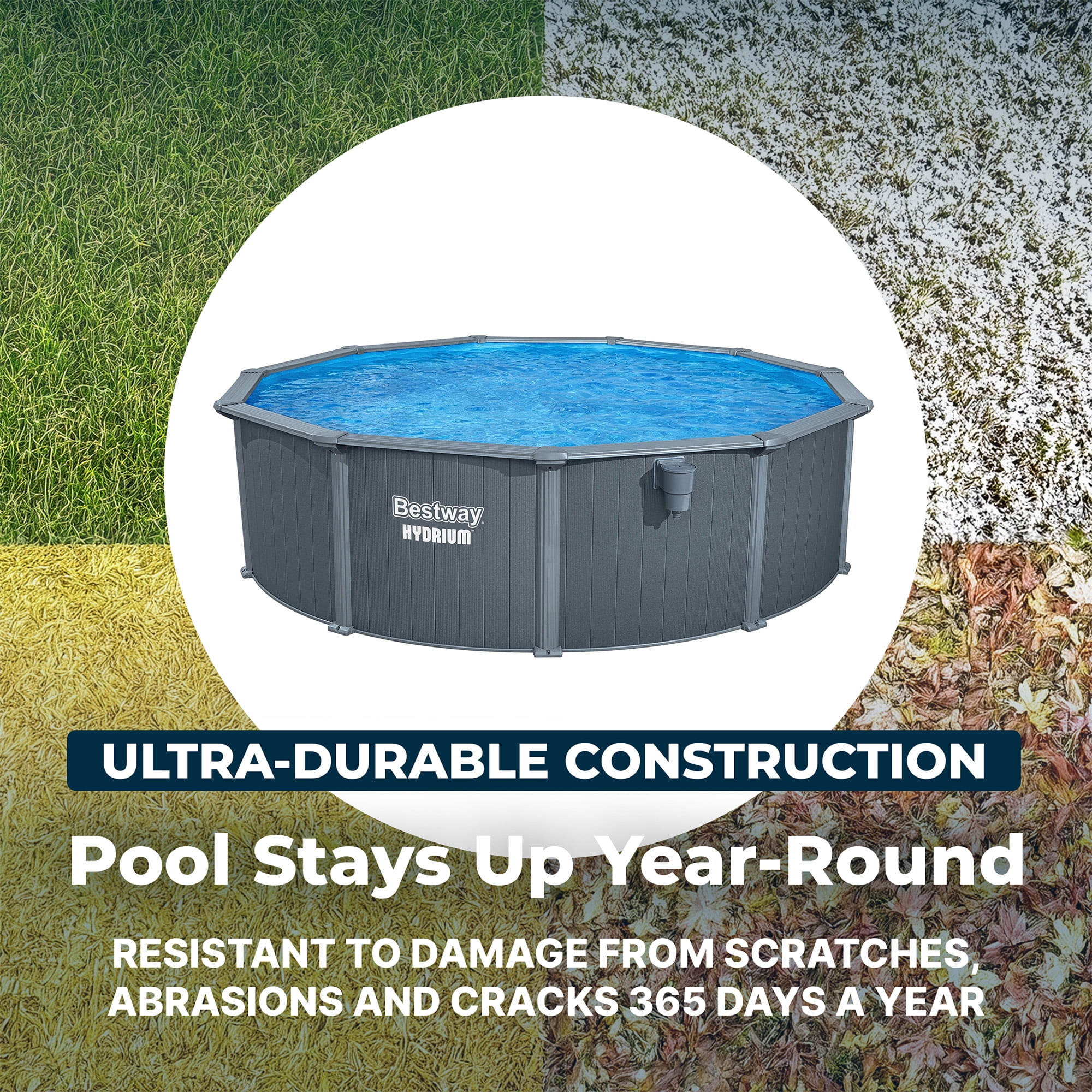 Bestway Hydrium 16' x 52" Steel Side Wall Above Ground Pool w/ Sand Pump & Accessories