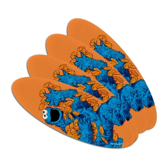 Sesame Street Vintage Cookie Monster Double-Sided Oval Nail File Emery Board Set 4 Pack