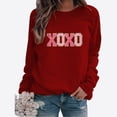 thumbnail image 1 of Hot Sale!! Sweat-Shirt Xoxo de la Saint-Valentin pour Femmes, Câlins et Bisous, Sweat-Shirts Col Rond Manches Longues, Pull d'Amour, Vin + TTG, 1 of 4