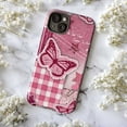 thumbnail image 6 of Pink Butterfly Patchwork Phone Case, Denim and Gingham Aesthetic iPhone Cover, Cute Artistic Protective Case for iPhone 16 15 14 13 12 11 Pro Plus Max Mini, 6 of 6