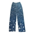 thumbnail image 4 of Women's Christmas Printed Plush Pants, Full Length Long Trousers for Winter Casual Wear, Soft and Warm Fleece Material with Festive Design,Royal Blue,XL, 4 of 5