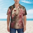 thumbnail image 2 of Balery Haired White Horse Camisas hawaianas de manga corta para hombre, camisas playeras de corte holgado, camisas de vacaciones con botones,XX-Large, 2 of 7