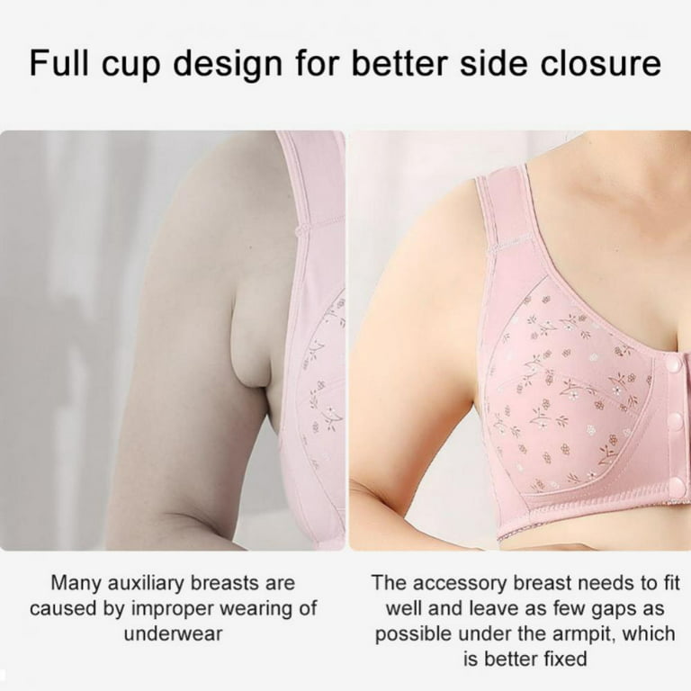Womens Bra,Plus Size Button Front Closure Bras for Women,Elastic Push Up Comfort  Bra, Large Bust Wirefree Bra 