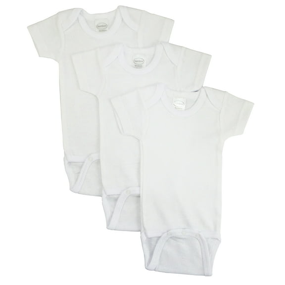 Bambini White Short Sleeve Bodysuits, 3pk (Baby Boys Or Baby Girls, Unisex)